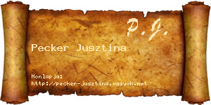 Pecker Jusztina névjegykártya